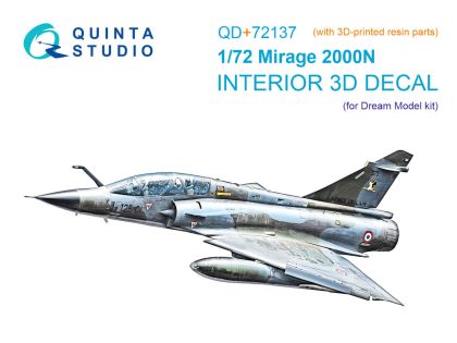 1:72 Mirage 2000 N - 3D-Printed & Coloured Interior with 3D-Printed Resin Part (for Dream Model Kits)