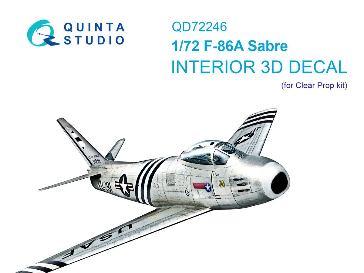 1:72 F-86 A Sabre - 3D-Printed & Coloured Interior (for Clear Prop Kits)