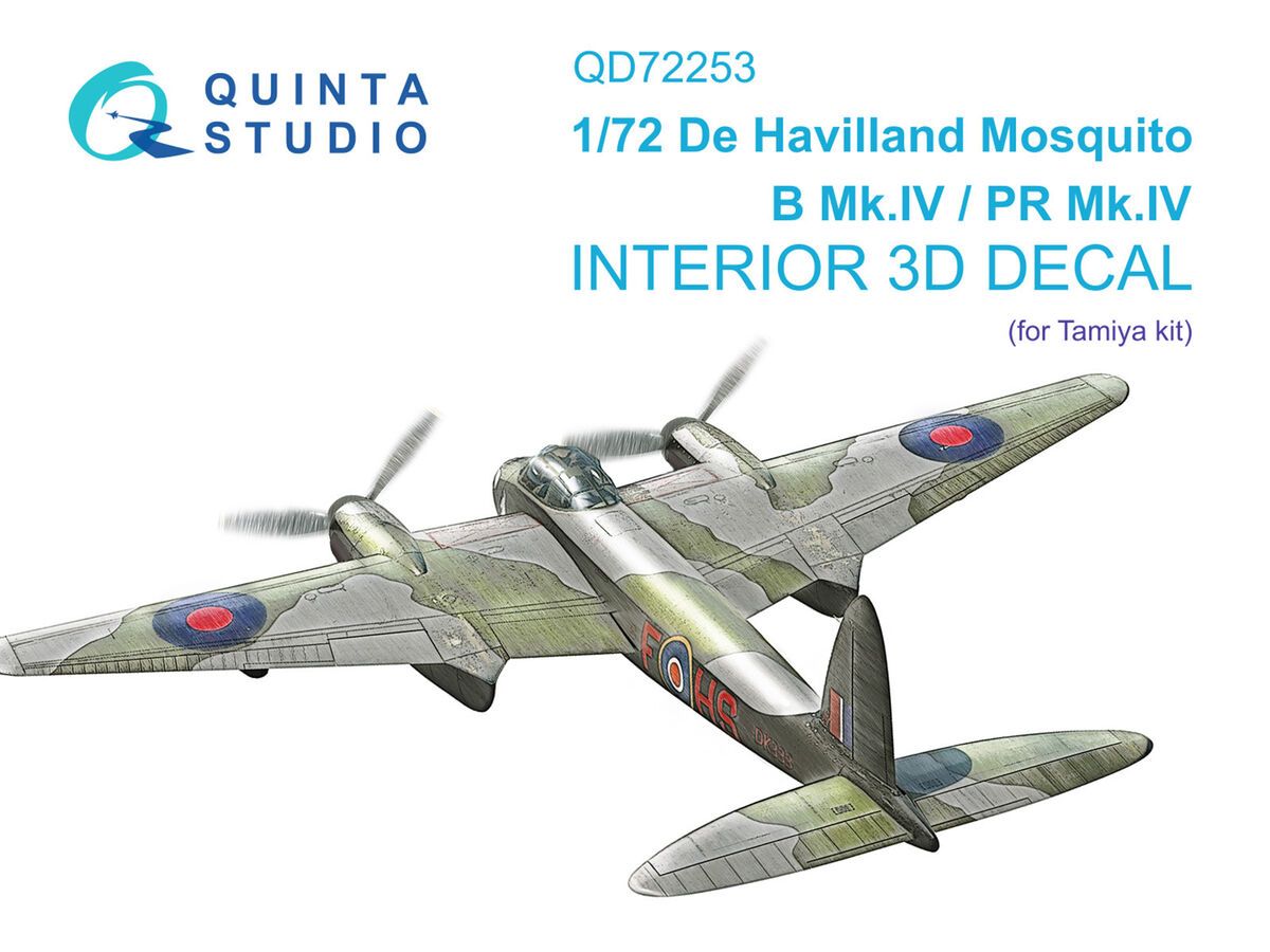 1:72 de Havilland Mosquito B Mk.IV / PR Mk.IV - 3D-Printed & Coloured Interior (for Tamiya Kits)