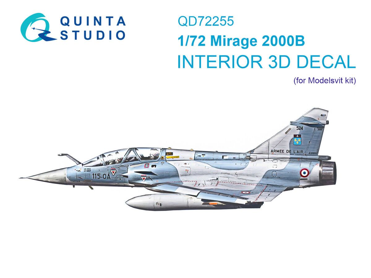 1:72 Mirage 2000 B - 3D-Printed & Coloured Interior (for Modelsvit Kits)