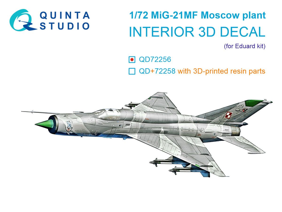 1:72 MiG-21 MF (Moscow Plant) - 3D-Printed & Coloured Interior (for Eduard Kits)