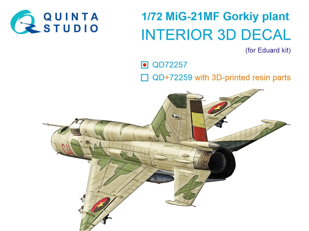 1:72 MiG-21 MF (Gorkiy Plant) - 3D-Printed & Coloured Interior (for Eduard Kits)