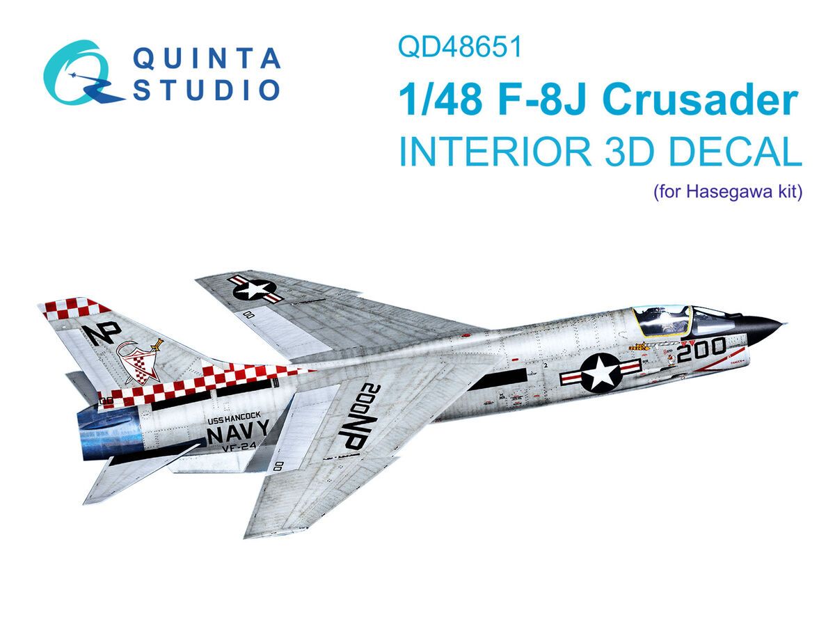 1:48 F-8 J Crusader - 3D-Printed & Coloured Interior (for Hasegawa and Hobby 2000 Kits)