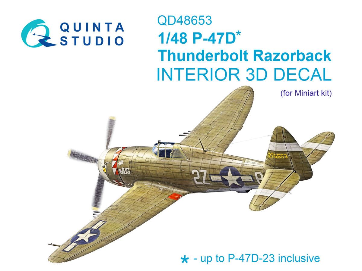 1:48 P-47 D Thunderbolt Razorback - 3D-Printed & Coloured Interior (for Miniart Kits)