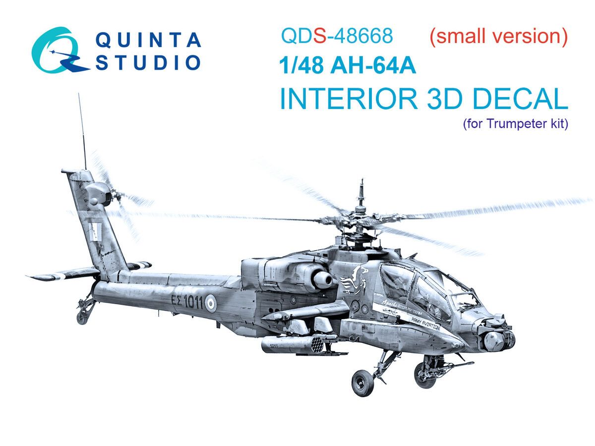 1:48 AH-64 A Apache - 3D-Printed & Coloured Interior Small Version (for Trumpeter Kits)
