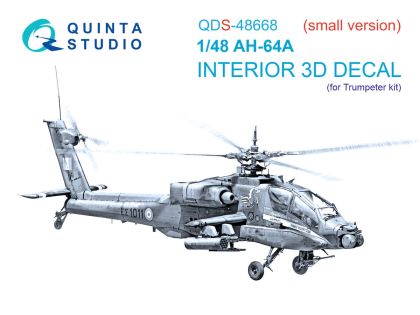 1:48 AH-64 A Apache - 3D-Printed & Coloured Interior Small Version (for Trumpeter Kits)
