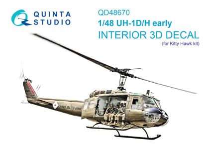 1:48 UH-1 D Early / H Early - 3D-Printed & Coloured Interior (for Kitty Hawk Kits)