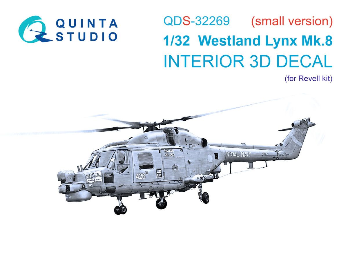 1:32 Westland Lynx Mk.8 - 3D-Printed & Coloured Interior Small Version (for Revell Kits)