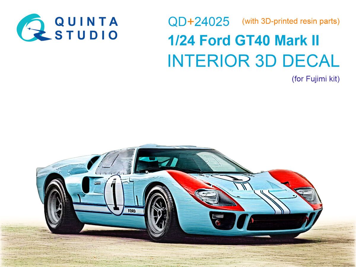 1:24 Ford GT40 Mark II - 3D-Printed & Coloured Interior with 3D-Printed Resin Parts (for Fujimi Kits)