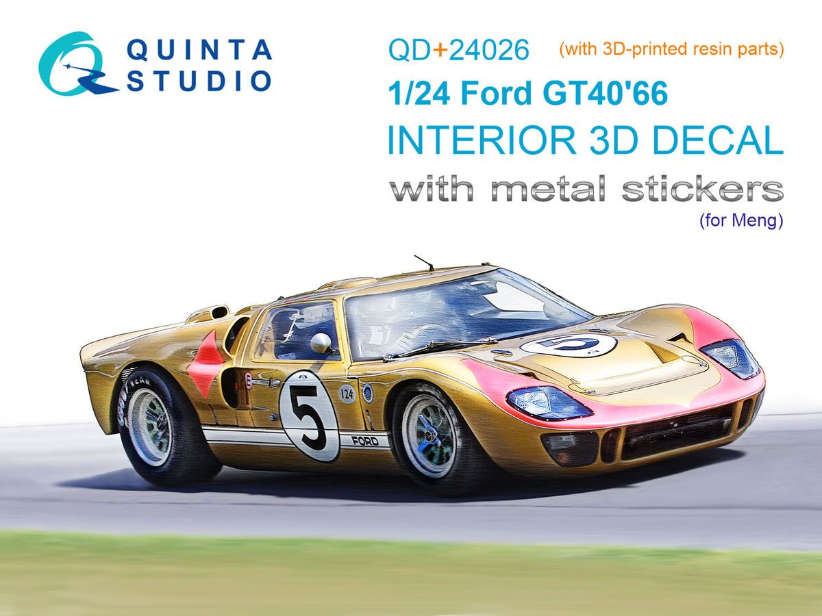 1:24 Ford GT40 Mark II (1966) - 3D-Printed & Coloured Interior with 3D-Printed Resin Parts and Metal Stickers (for Meng Kits)