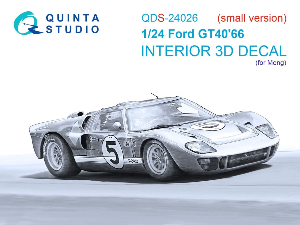 1:24 Ford GT40 Mark II (1966) - 3D-Printed & Coloured Interior Small Version (for Meng Kits)