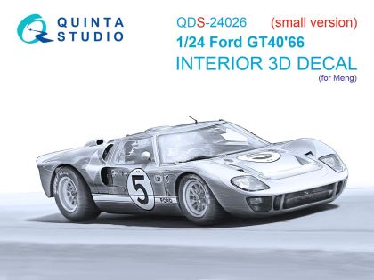 1:24 Ford GT40 Mark II (1966) - 3D-Printed & Coloured Interior Small Version (for Meng Kits)