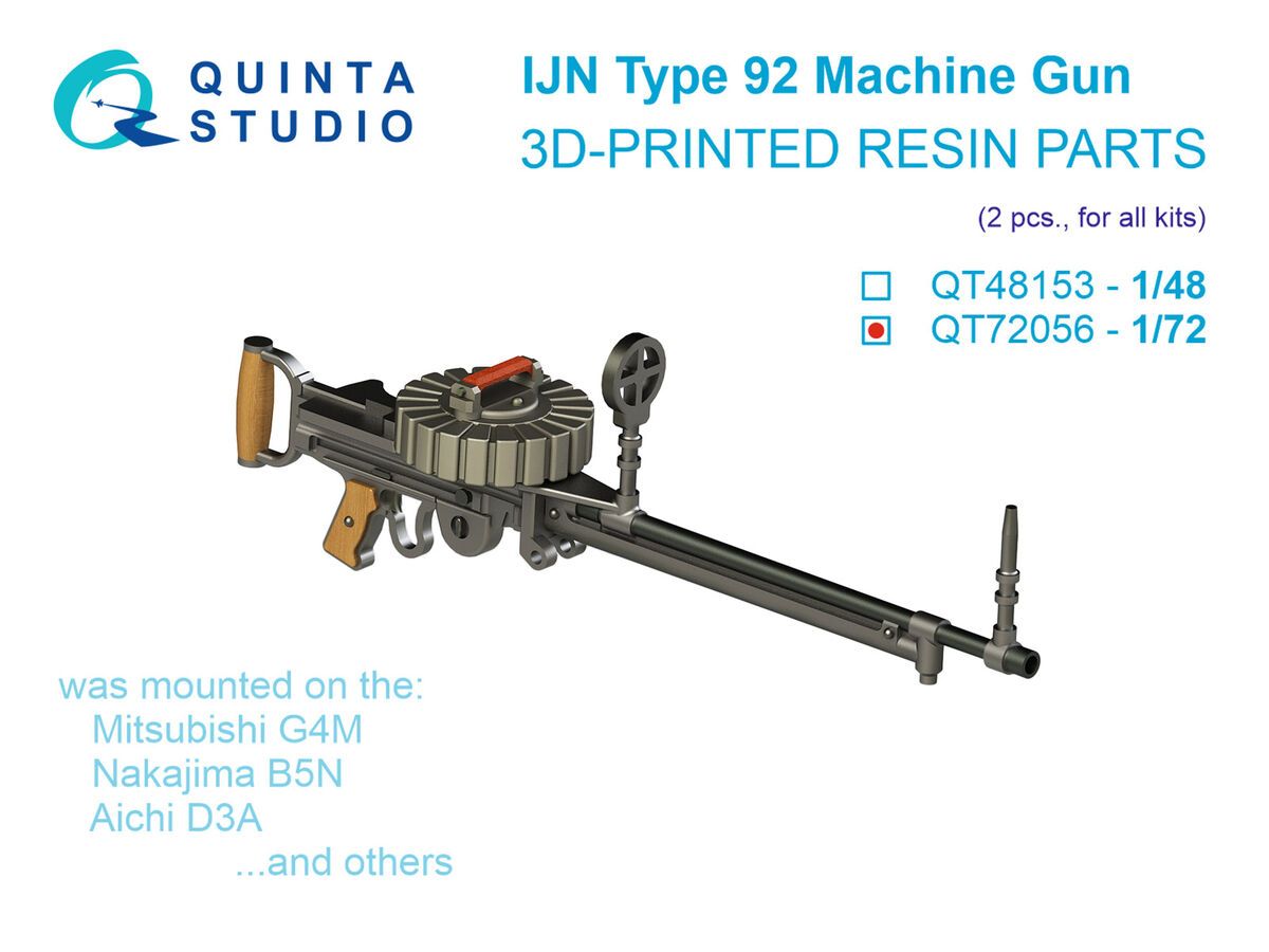 1:72 IJN Type 92 Machine Gun - 2 pcs (3D-Printed / for All Kits)