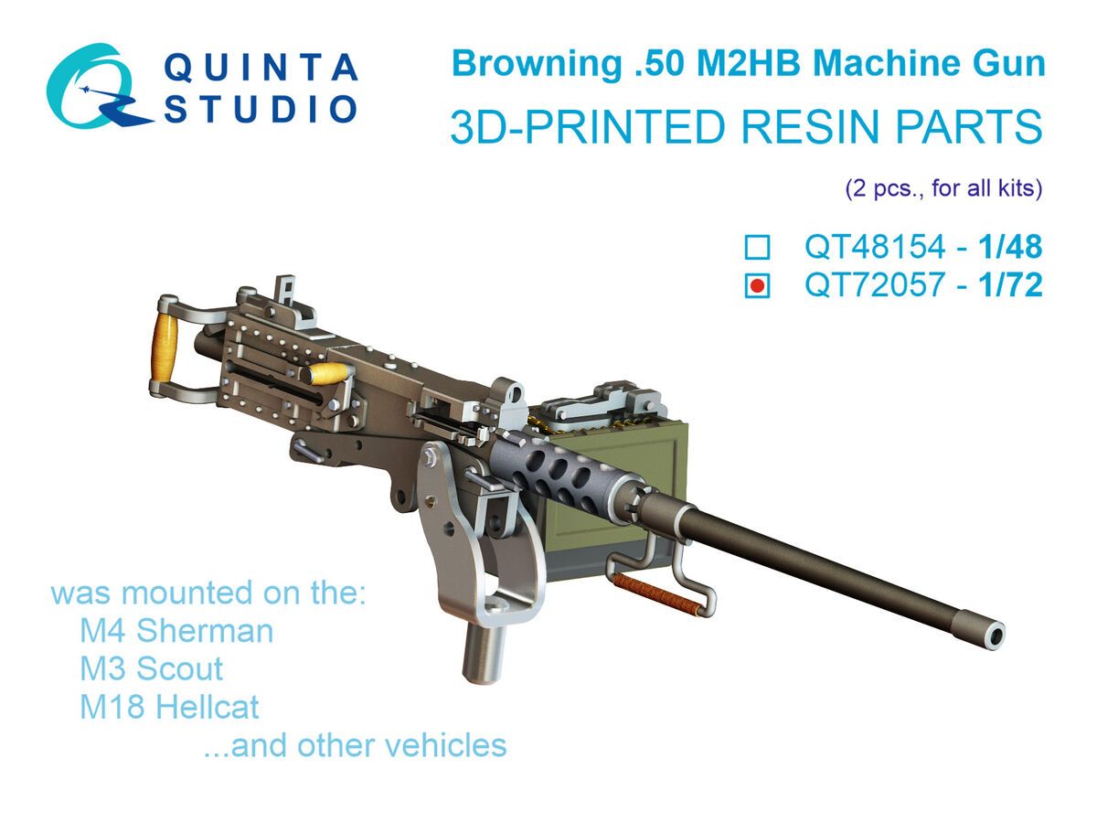 1:72 Browning .50 M2HB Machine Gun - 2 pcs (3D-Printed / for All Kits)