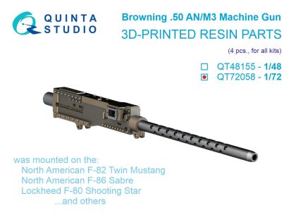 1:72 Browning .50 ANM3 Machine Gun - 4 pcs (3D-Printed / for All Kits)