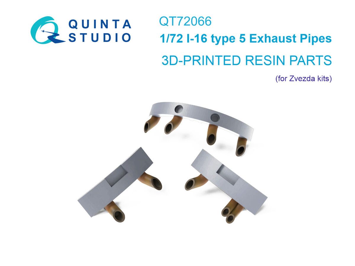 1:72 Polikarpov I-16 Type 5 - Exhaust Pipes (3D-Printed / for Zvezda Kits)
