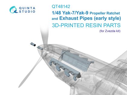 1:48 Yak-7B / Yak-9D - Ratchet and Early Exhaust (3D-Printed / for Zvezda Kits)