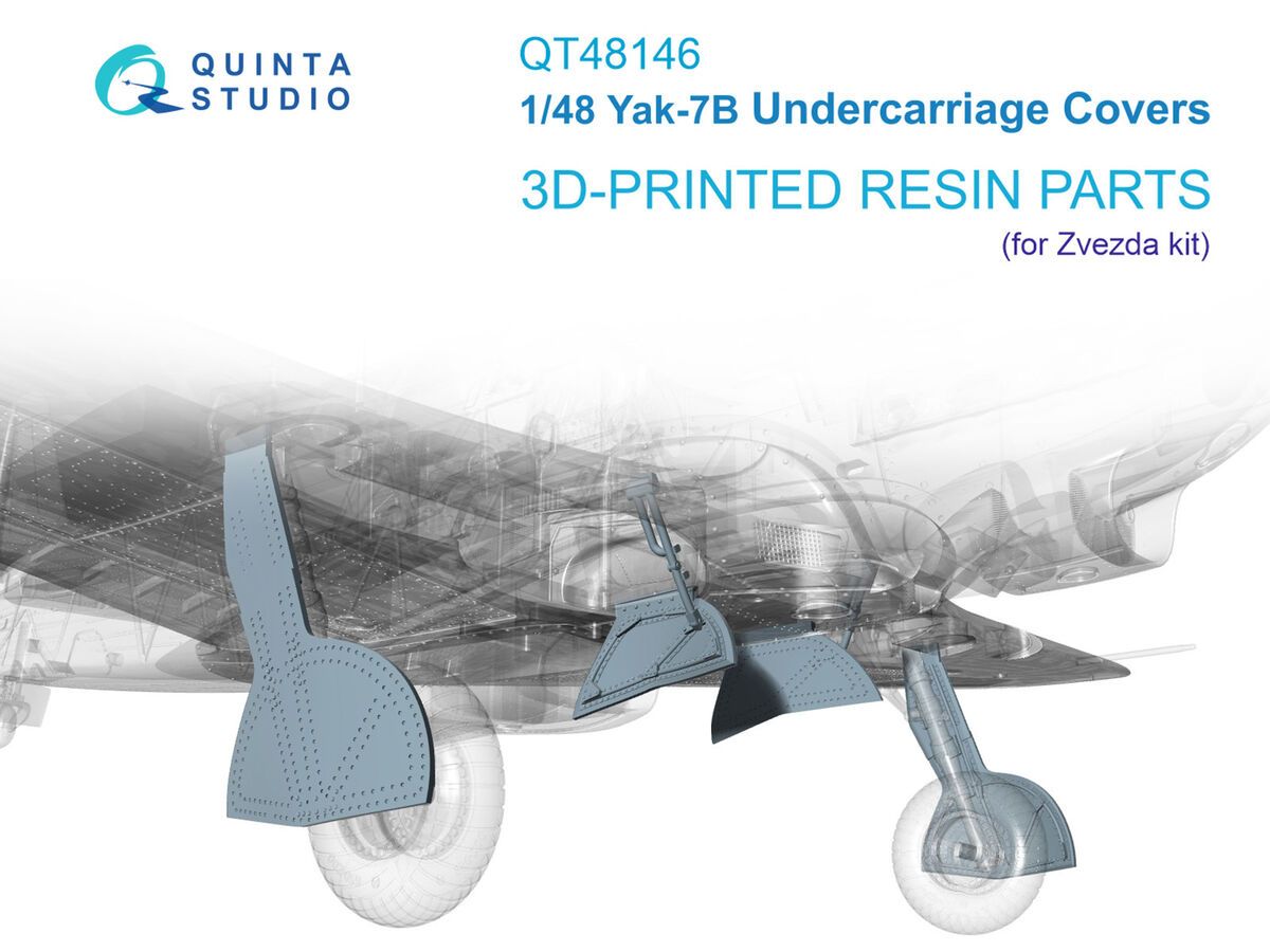 1:48 Yak-7B - Undercarriage Covers (3D-Printed / for Zvezda Kits)