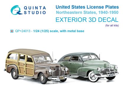 1:24 Northeastern US License Plates 1940-1950 with Metal Base (for All Kits)