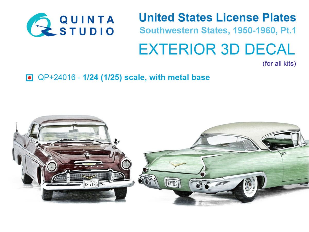 1:24 Southwestern US License Plates 1950-1960 Part 1 with Metal Base (for All Kits)