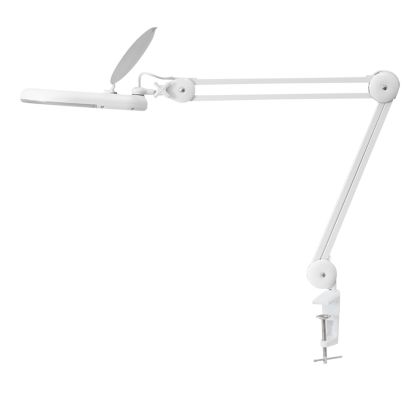 Stolní lupa s osvětlením LED, 8D, 3X, se svorkou, bílá