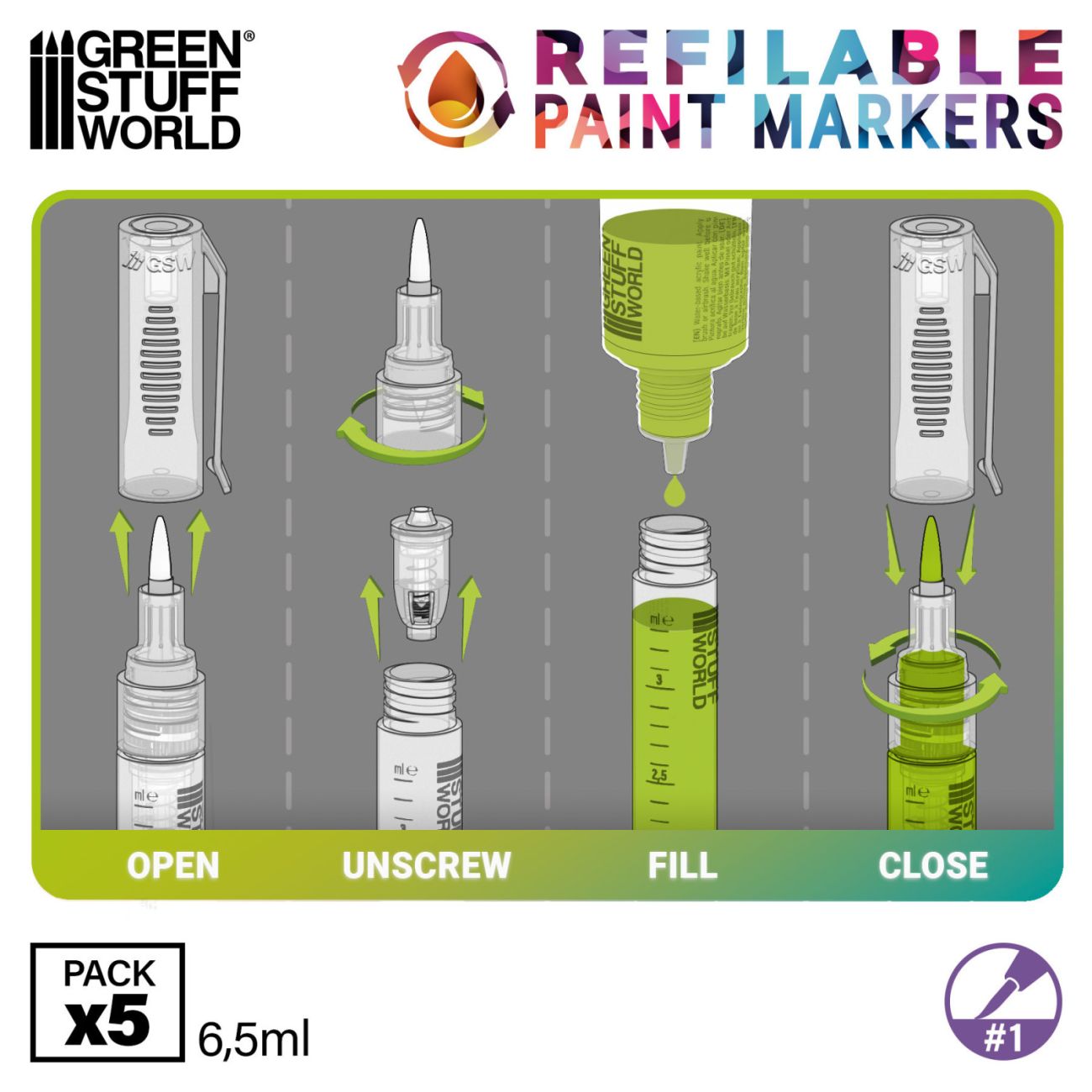 Refillable markers 1 - Detail