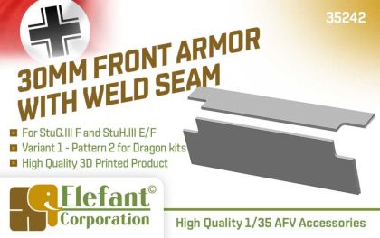 1:35 30mm front armor with weld seam for Stug.III F and StuH.III E/F, variant 1, pattern 2, Dragon kits