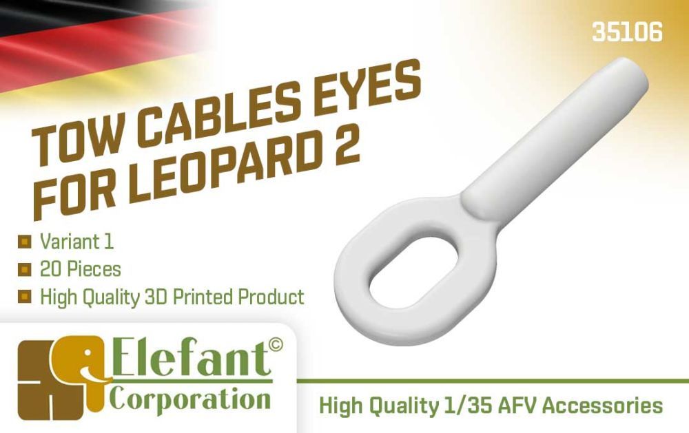 1:35 Tow cables eyes for Leopard 2, variant 1, 20 pcs.