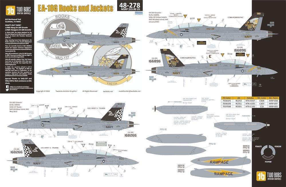 1:48 EA-18G Super Hornet Rooks and Yellow Jackets
