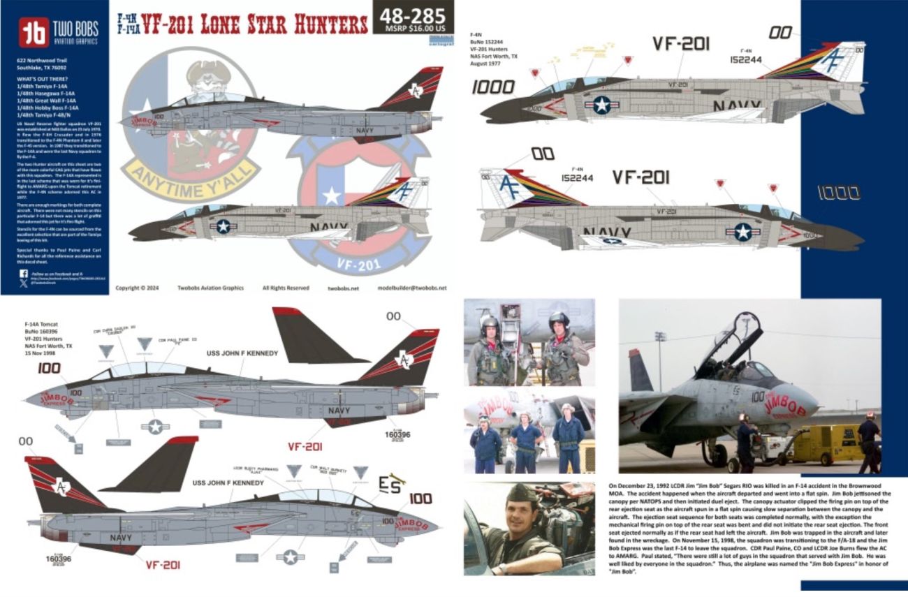 1:48 F-4N Phantom/F-14A Tomcat VF-201 Lone Star Hunters