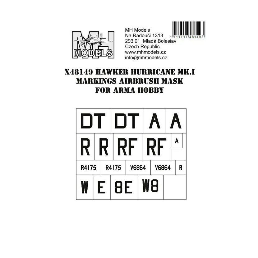 1:48 Hawker Hurricane Mk.I Markings airbrush mask /ARH