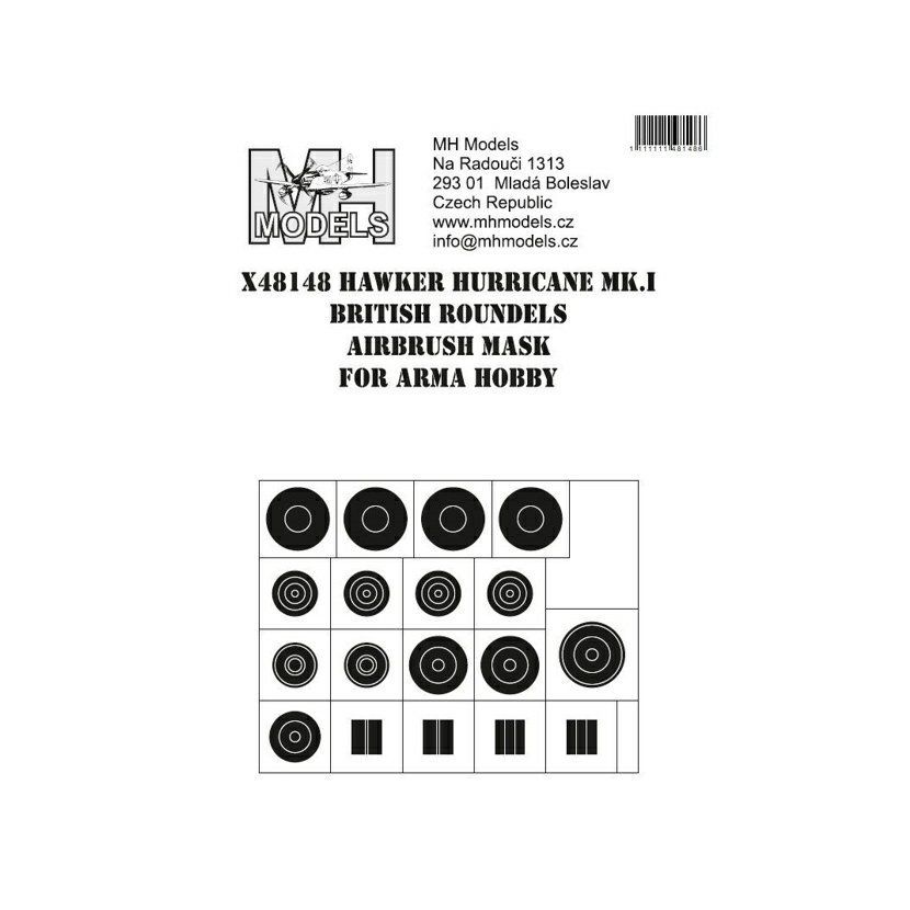 1:48 Hawker Hurricane Mk.I British roundels airbrush mask /ARH