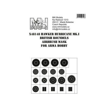 1:48 Hawker Hurricane Mk.I British roundels airbrush mask /ARH