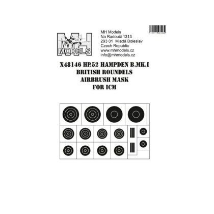 1:48 HP.52 Hampden B.Mk.I British roundels airbrush mask /ICM