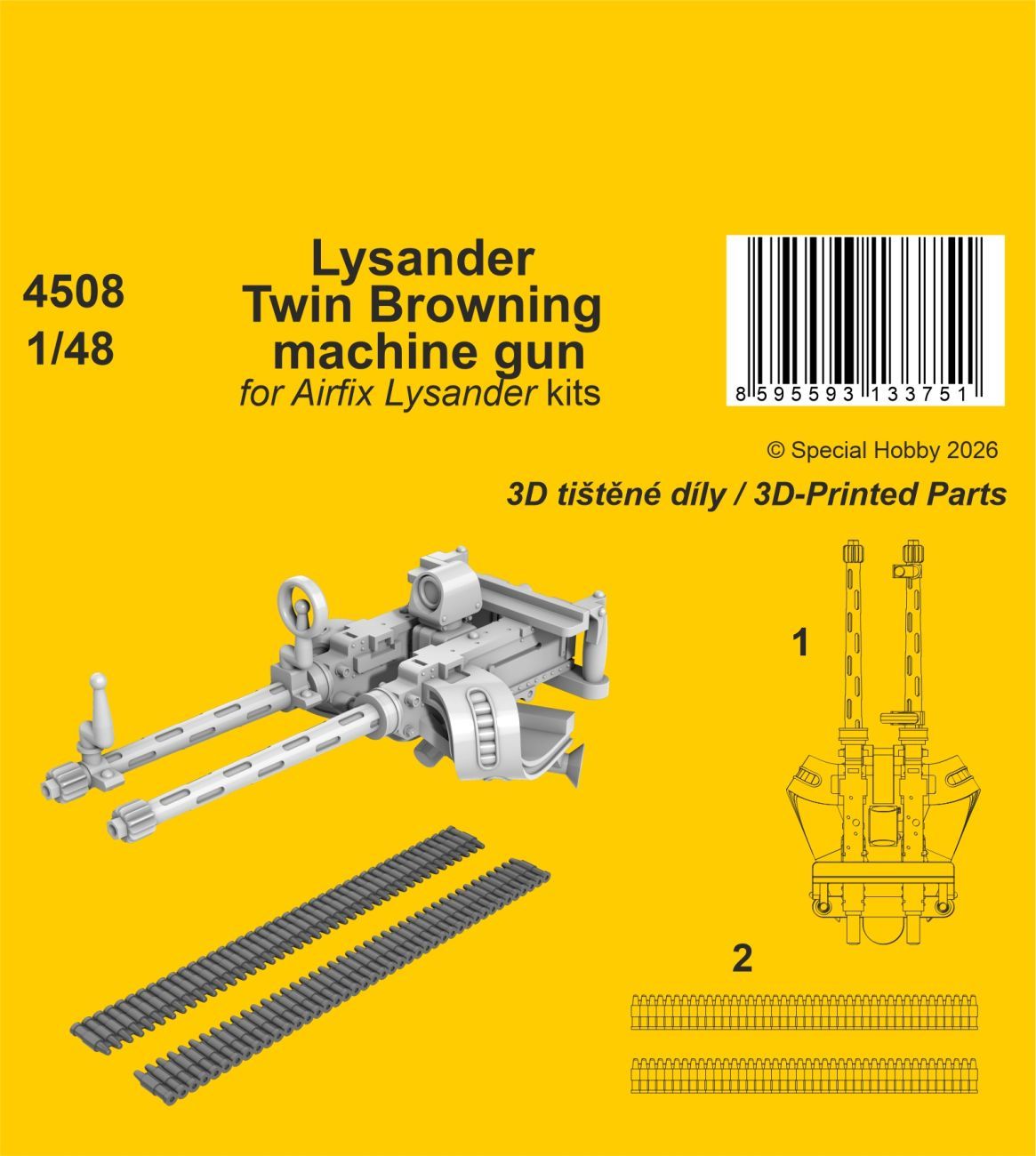 1:48 Lysander Twin Browning machine gun for Airfix kit