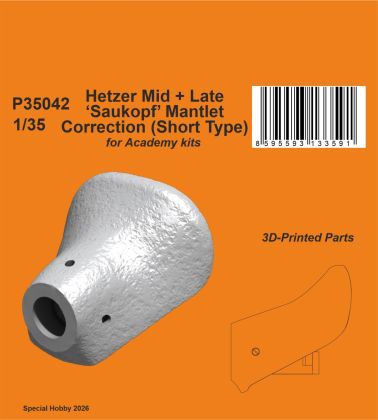 1:35 Hetzer Mid + Late ‘Saukopf’ Mantlet Correction (Short Type) for Academy kits