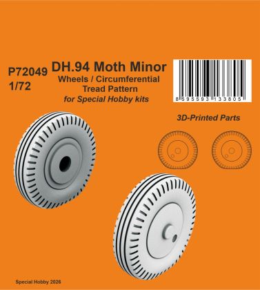 1:72 DH.94 Moth Minor Wheels / Circumferential Tread Pattern for SH kits