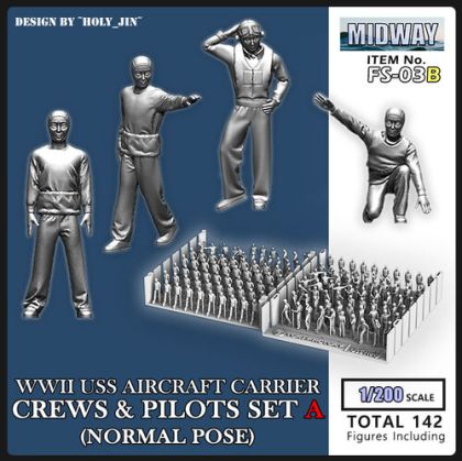 1:200 US WWII Navy Aircraft Carrier Crews & Pilots (Normal Pose) - Renewaled (142 figures)