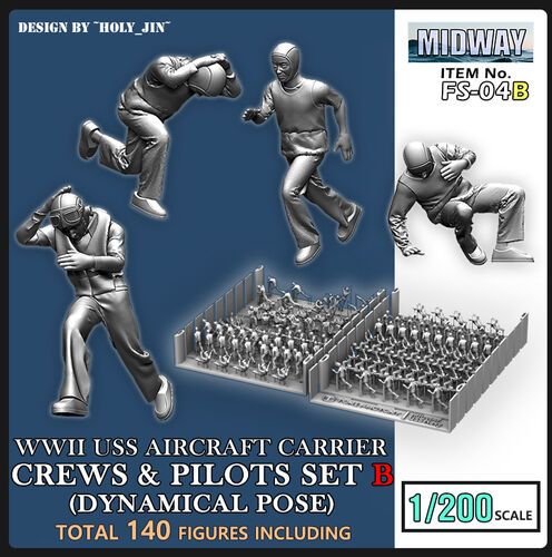 1:200 S WWII Navy Aircraft Carrier Crews & Pilots (Dynamic Pose) - Renewaled (140 figures)