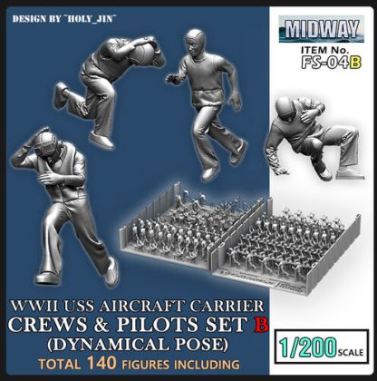 1:200 S WWII Navy Aircraft Carrier Crews & Pilots (Dynamic Pose) - Renewaled (140 figures)