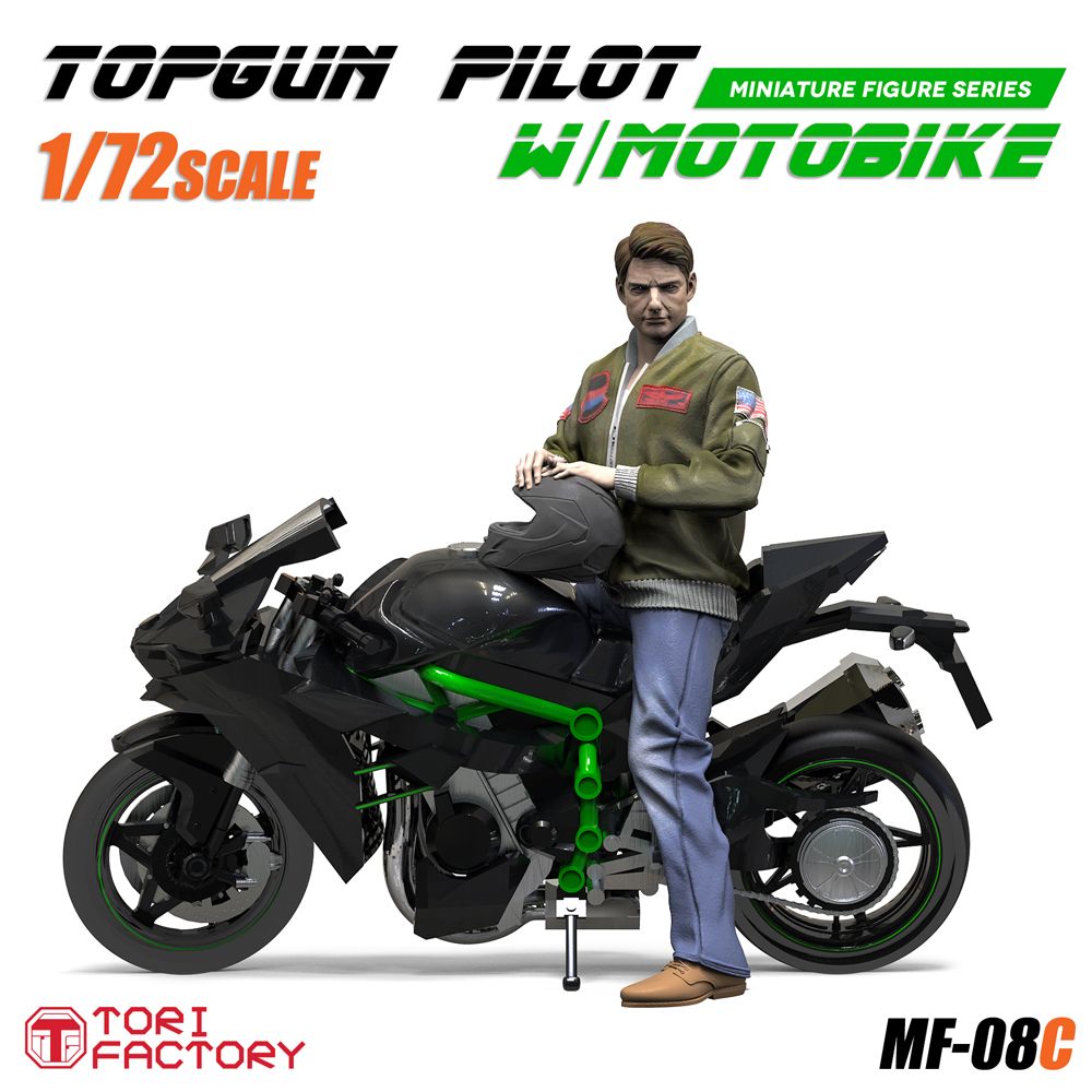 1:72 Top Gun Pilot with Motorbike