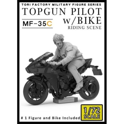 1:72 Top Gun Pilot with Bike Riding Scene