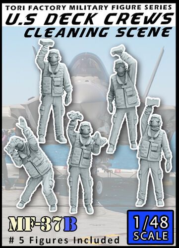 1:48 US Navy Modern Deck Crews Cleaning Scene (5 Figures)