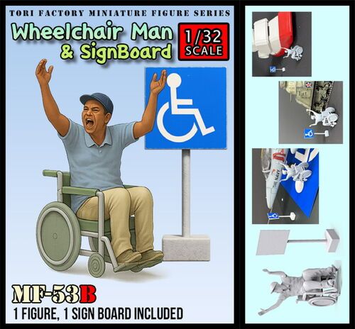 1:32 Wheelchair Man & Sign Board