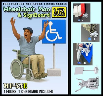 1:72 Wheelchair Man & Sign Board