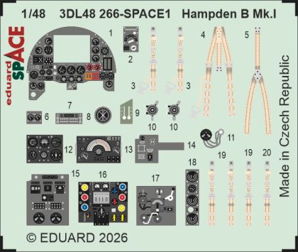 1:48 Handley Page Hampden B Mk.I interior 3D decals for ICM