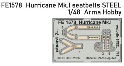 1:48 Hawker Hurricane Mk.I - Steel Seatbelts for Arma Hobby