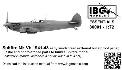 1:72 Supermarine Spitfire Mk.Vb (1941-1943) - Early Windscreen (External Bulletproof Panel)