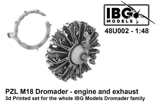 1:48 PZL M18 Dromader - Engine and Exhaust (for IBG Kits / 3D-Printed)