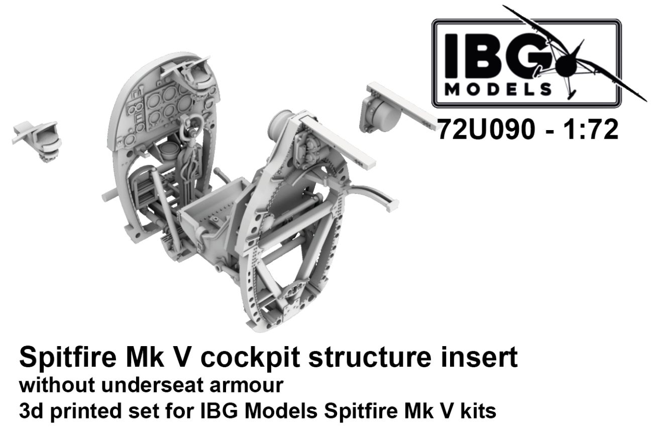 1:72 Spitfire Mk V Cockpit Structure Insert (without underseat armour) – 3d Printed Set